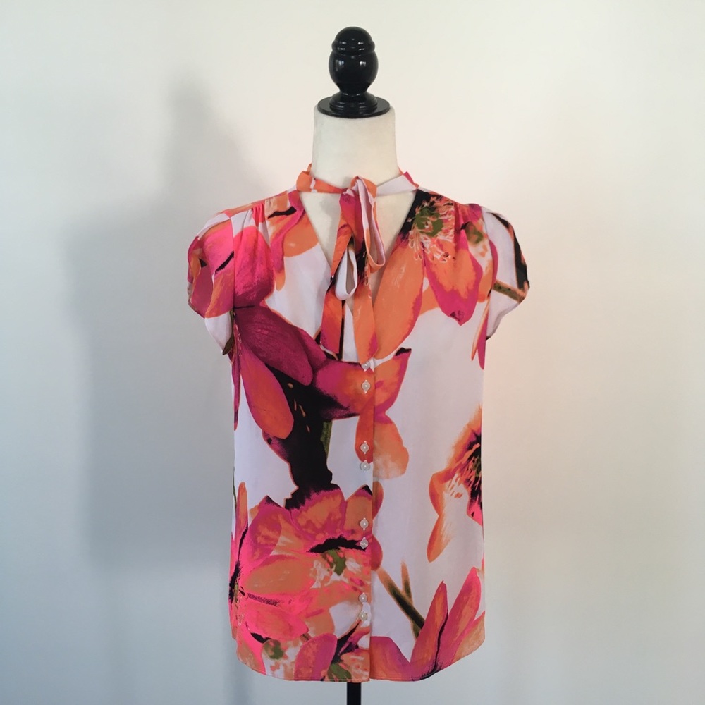 Worthington Pink & Orange Floral Blouse - Picture 2 of 4